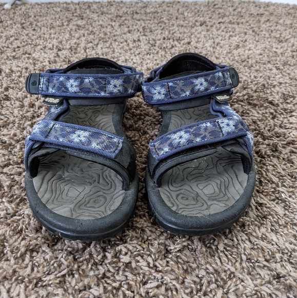 Teva Thick Strap Sandals with Blue Floral Pattern - Picture 8 of 11